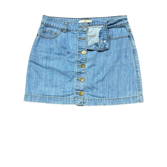 Forever 21 Light Wash Denim Skirt Button Front Size XL - Picture 8 of 9